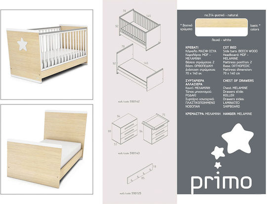 Casababy Polymorphische Babybett Primo Natural & Weiß