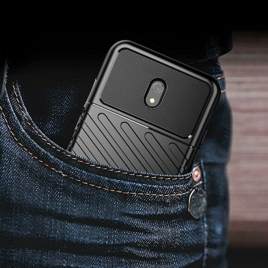 Hurtel Thunder Series Umschlag Rückseite Kunststoff Schwarz (Redmi 8A)