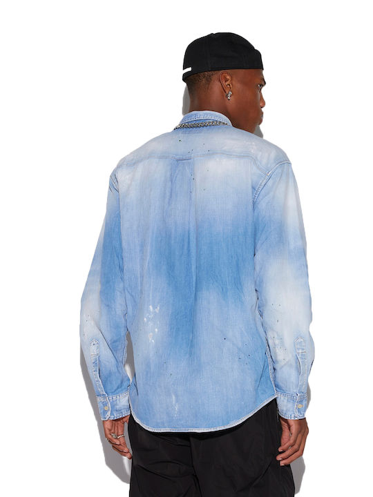 Dsquared2 Men's Shirt Long Sleeve Denim Light Blue