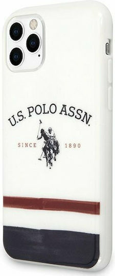 U.S. Polo Assn. Tricolor Blurred Cover Задна корица Пластмаса Бял (iPhone 11 Pro Max)