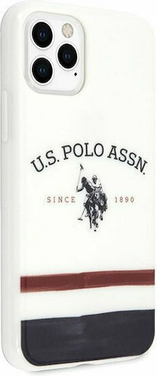 U.S. Polo Assn. Tricolor Blurred Cover Задна корица Пластмаса Бял (iPhone 11 Pro Max)