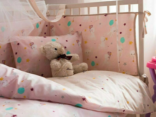 Vesta Home Сет Бебешка Долен Калъф с Калъфка за Възглавница Cat Розов 120x160см.