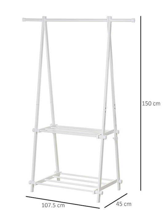 HomCom Гардеробна стойка Бял 107.5x45x150см