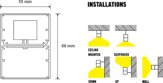 KT Lighting Atlas Commercial Linear LED Ceiling Light 26.3W Natural White IP20 L86xD5.5xH6.8cm