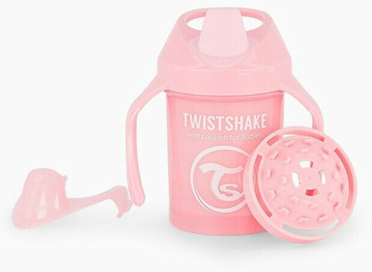 Twistshake Mini Cup Educational Sippy Cup Plastic with Handles Pink for 4m+m+ 230ml