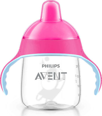 Philips Avent Educational Sippy Cup Plastic with Handles Pink for 12m+m+ 260ml SCF753/07