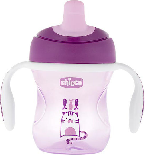 Chicco Training Cup Εκπαιδευτικό Μπιμπερό Πλαστικό με Λαβές Μωβ 6m+ 200ml