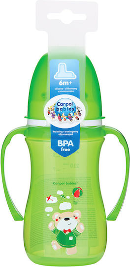 Canpol Babies EasyStart Sweet Fun Lernbecher Kunststoff mit Griffen Grün für 6m+m+ 240ml