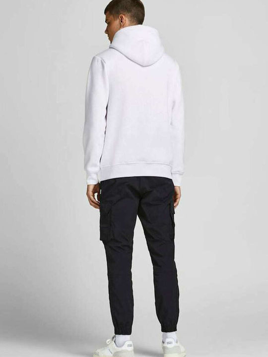 Jack & Jones Men's Sweatshirt with Hood and Pockets White