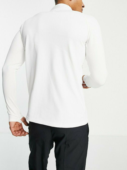 Nike Academy Soccer Drill Men's Athletic Long Sleeve Blouse Dri-Fit with Zipper White