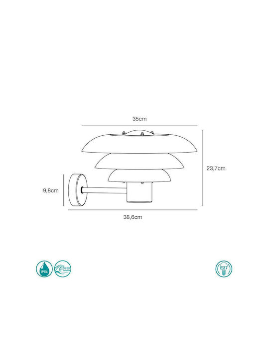 Nordlux Kurnos 35 Wall-Mounted Outdoor Hat Light E27 IP54 35x23.7εκ.