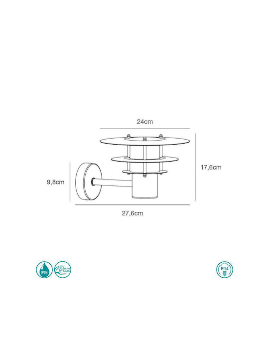 Nordlux Bastia 24 Wall-Mounted Outdoor Hat Light E14 IP54 27.6x17.6εκ.