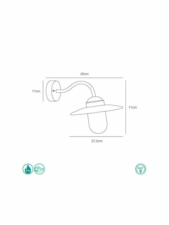 Nordlux Luxembourg Wall-Mounted Outdoor Hat Light E27 IP54 42x11εκ.