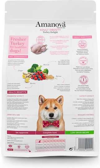 Amanova Adult Obesity 2kg Dry Food Diet, Grain-Free & Gluten-Free for Adult Medium Breed Dogs with Turkey