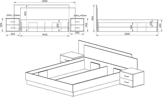 Σετ Комплект Спалня Бял 160x200бр 3бр