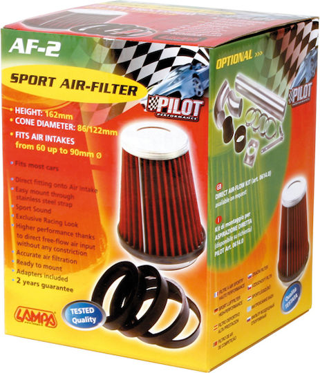 Lampa Filtru de aer Pâlnie Tip deschis Conică Universal AF-2 Roșu 60-90mm