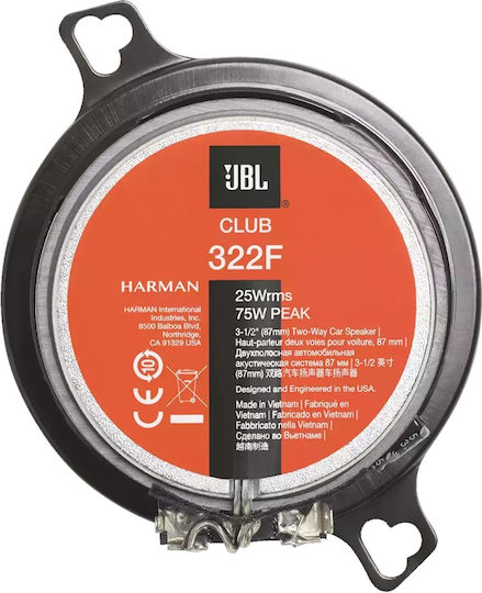 JBL Комплект Автомобилни Високоговорители Club 322 3.5" с 25W RMS (2 път)