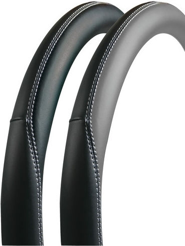 Lampa Car Steering Wheel Cover Club with Diameter 37-39cm Synthetic Black with White Stitching
