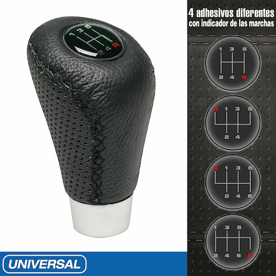 Sumex Shift Knob Race Sport Ταχυτήτων Leather Look με Άσπρη Ραφή Universal black 2505GRW