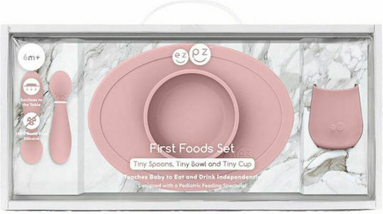 Ezpz Feeding Set Tiny made of Silicone Pink 3pcs for 4+ months