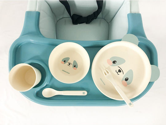 Kikka Boo Feeding Set Bear With Me made of Bamboo Blue 5pcs