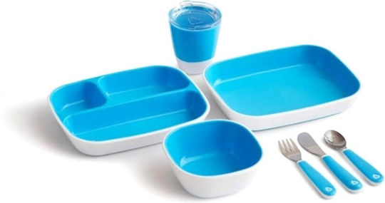 Munchkin Feeding Set Splash made of Plastic with Non-Slip Base Blue 7pcs for 9+ months