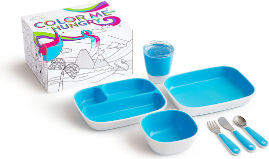 Munchkin Feeding Set Splash made of Plastic with Non-Slip Base Blue 7pcs for 9+ months