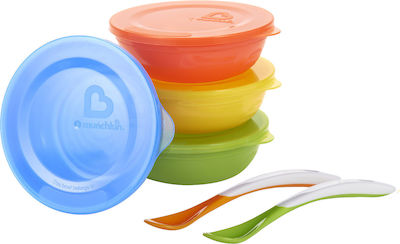 Munchkin Feeding Set Love A Bowls made of Plastic with Non-Slip Base Multicolour 10pcs for 4+ months