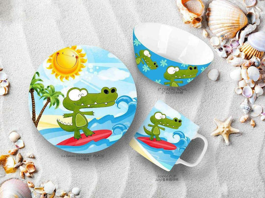 Cryspo Trio Комплект за Хранене Surf от Порцелан Многоцветен 5бр