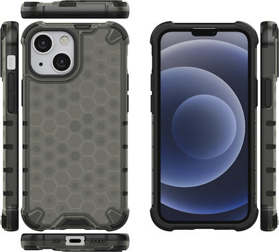 Hurtel Honeycomb Armor Silicone Back Cover Durable Black (iPhone 13 mini)