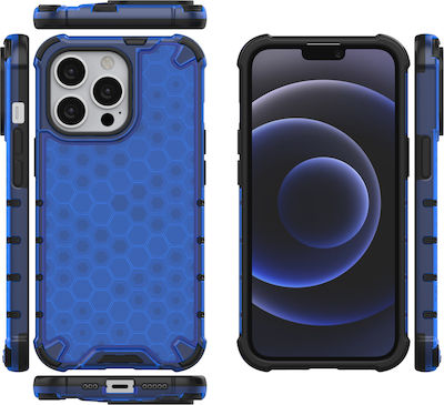 Hurtel Honeycomb Armor Silicone Back Cover Durable Blue (iPhone 13 Pro)