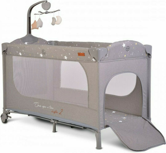 Cangaroo Once Upon A Time Loc de joacă 2 Nivele cu Saltea Gri 125x62cm