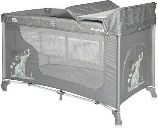 Lorelli Moonlight Rocker Playpen 2 Levels with Changing Table & Mattress Grey Fun 126x70cm