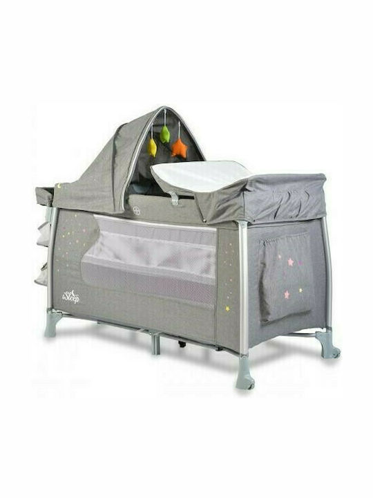 Cangaroo Isleep Playpen 2 Levels with Changing Table & Mattress Gray 120x60cm
