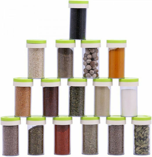 Suporturi de Condimente Plastice pe Suport Rotativ Verde 16buc