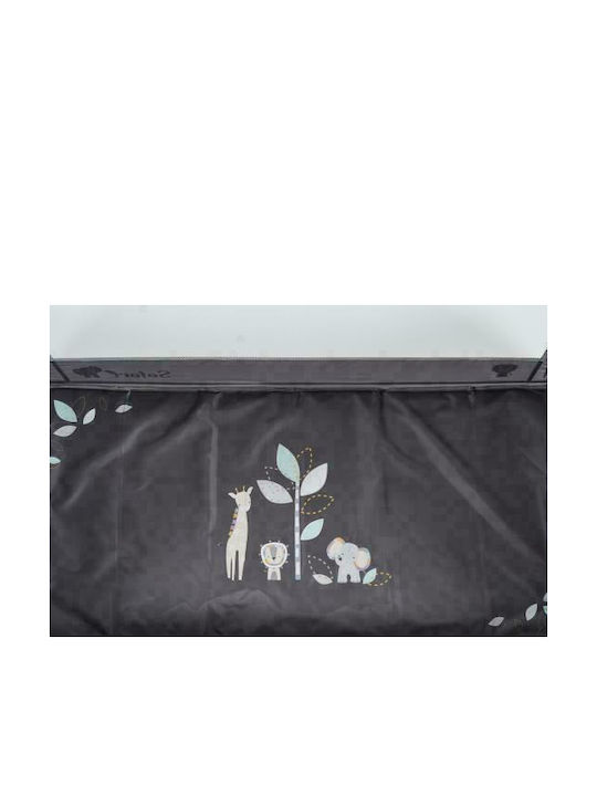 Moni Safari Playpen with Mattress Grey-Turquoise 125x65cm
