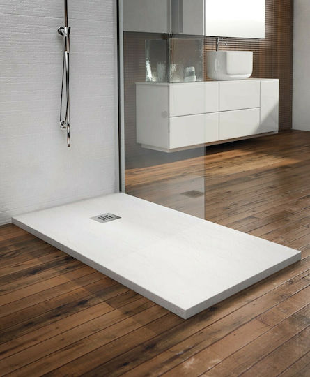 Tema Ορθογώνια Ντουζιέρα Τεχνητής Πέτρας 80x90cm Μπεζ