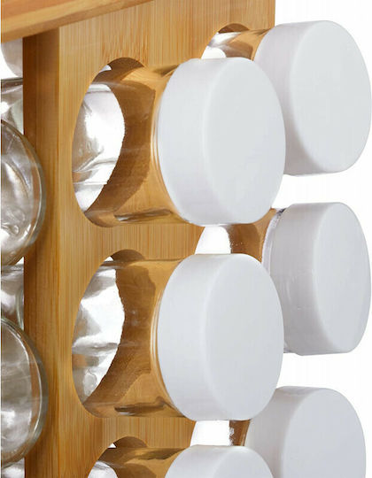 Relaxdays Gewürzbehälter Glas auf drehbarem Ständer Braun 32Stück 32Stück Relaxdays Gewürzbehälter Glas auf drehbarem Ständer Braun 32Stück 32Stück