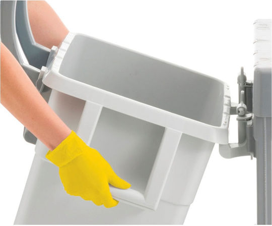 TTS Cleaning Wooden Wheeled Waste Bin 70lt Gray