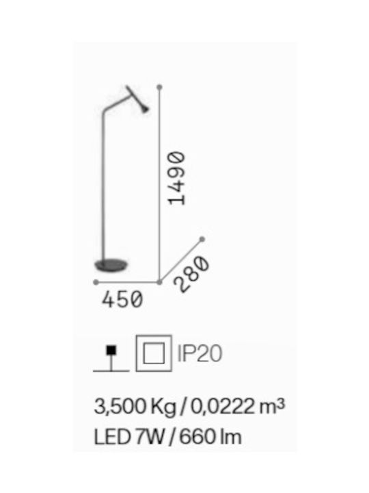 Ideal Lux Diesis LED Floor Lamp H149cm. Black Ideal Lux Diesis LED Floor Lamp H149cm. Black