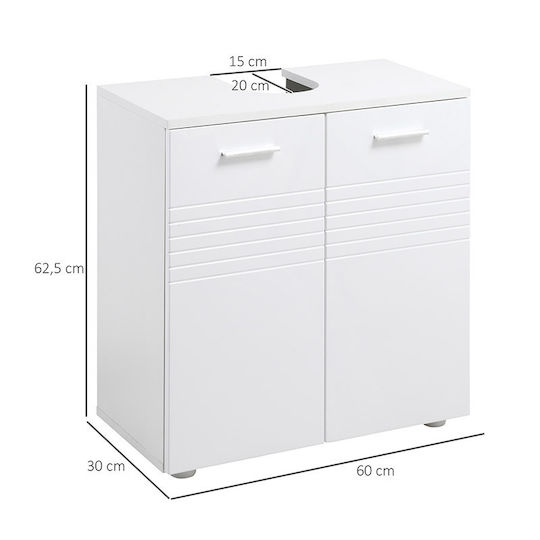 Kleankin 834-375 Πάγκος χωρίς Νιπτήρα Μ60xΒ30xΥ62.5cm Λευκός