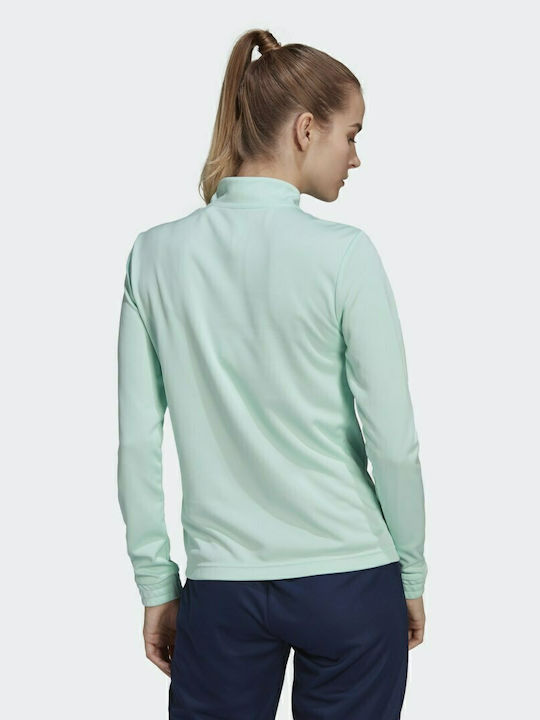 Adidas Entrada 22 Women's Athletic Blouse Long Sleeve with Zipper Clear Mint