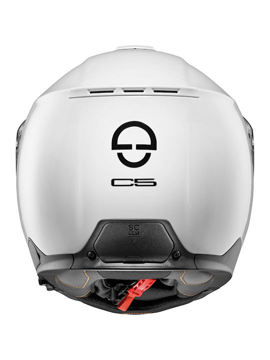 C5 Glossy White Motorcycle Helmet Flip-Up ECE 22.06 1640gr with Pinlock and Sunvisor