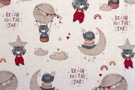 Dimcol Reach the Stars Baby Sheet Crib Cotton Fitted Beige 70x140cm