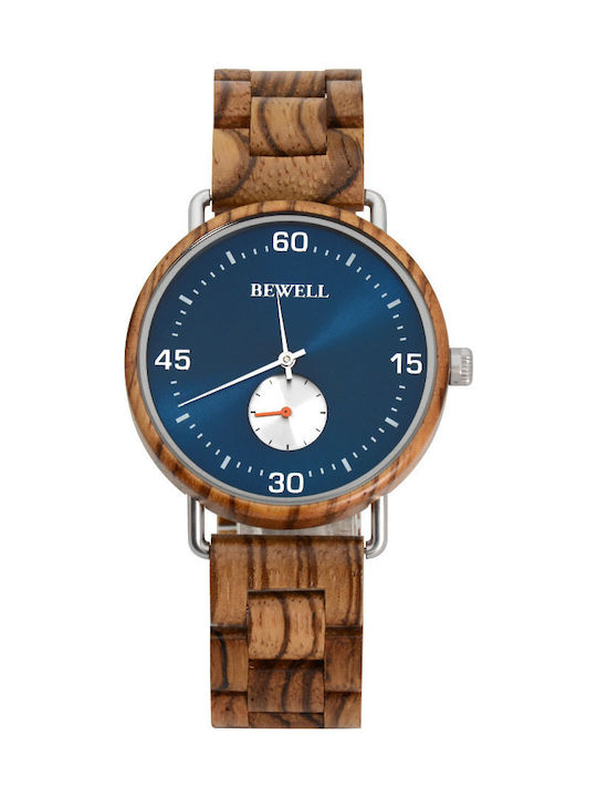 Bewell Pandora Men's Watch 20mm Battery with Brown Wooden Bracelet