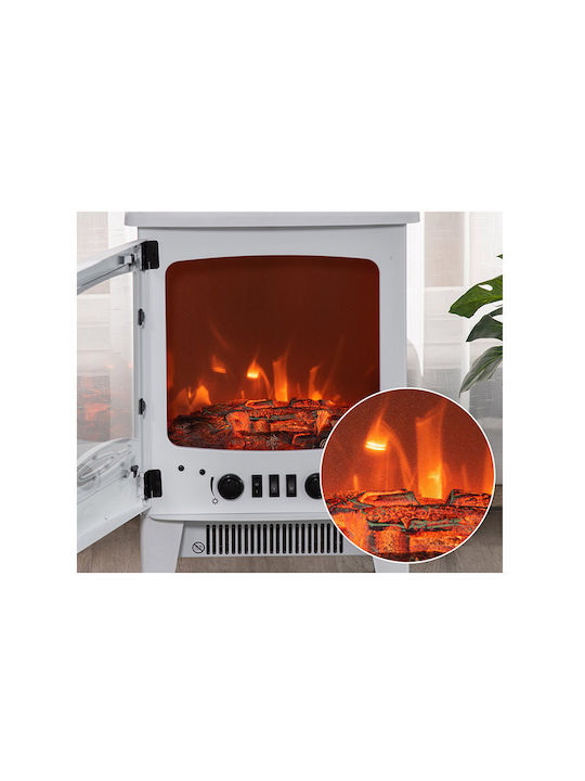 HomCom De podea Șemineu electric 1800W 39x54.8cm Alb