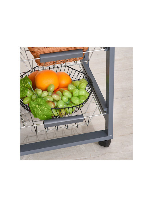 HomCom Wooden Kitchen Trolley 6 Tiers Gray 47x37x83cm