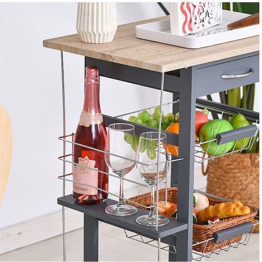 HomCom HomCom Küchenwagen Hölzernes 6 Ebenen Graue 47x37x83cm