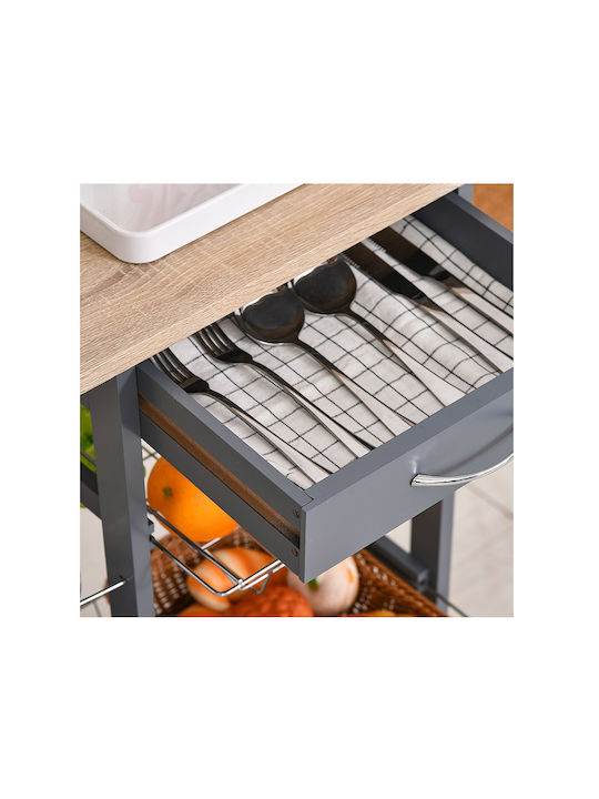 HomCom Wooden Kitchen Trolley 6 Tiers Gray 47x37x83cm