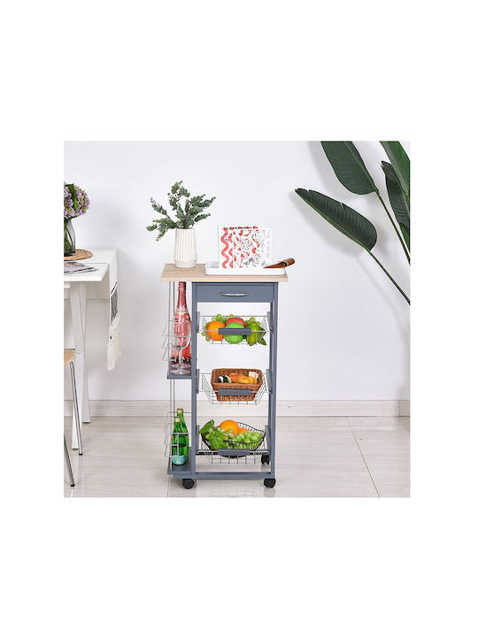 HomCom Wooden Kitchen Trolley 6 Tiers Gray 47x37x83cm
